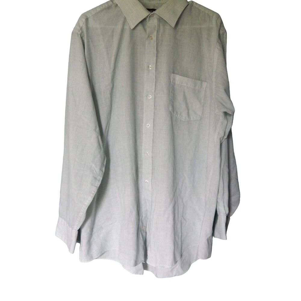 BOTANY 500 men's 17 1/2 34/35 vintage striped button front long sleeve